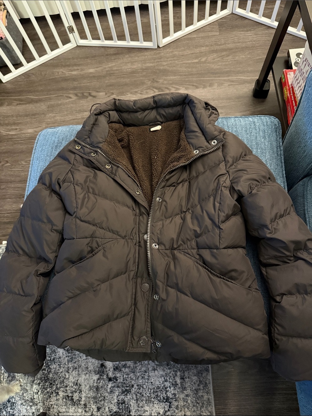 J. Crew Puffer Jacket in Dark Brown - down filled hooded winter coat